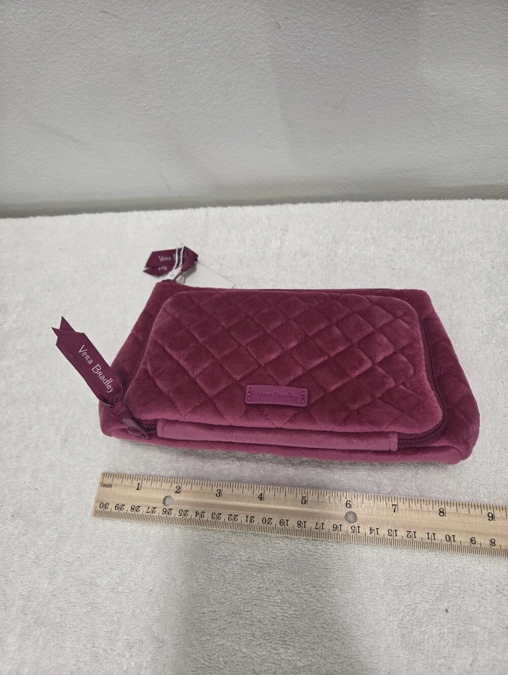 Vera Bradley Majestic Magenta Compact Organizer Quilted Velvet Makeup Bag